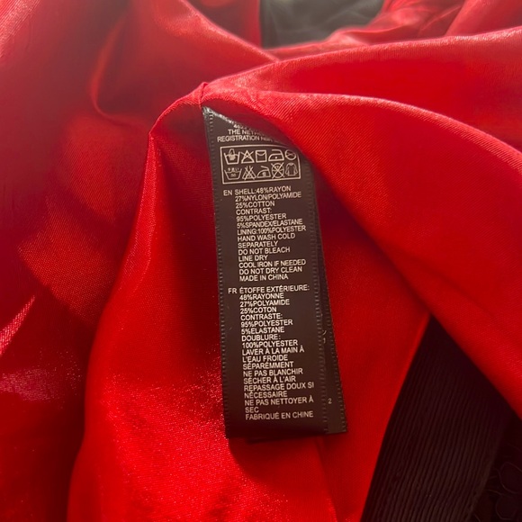 S Women's Black/Red Open Front Office Work Business Casual CropSuit BlazerJacket - Picture 8 of 8